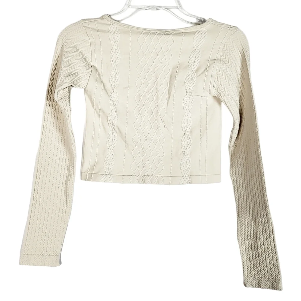ZARA seamless floral embroidered long sleeve crop top NWT